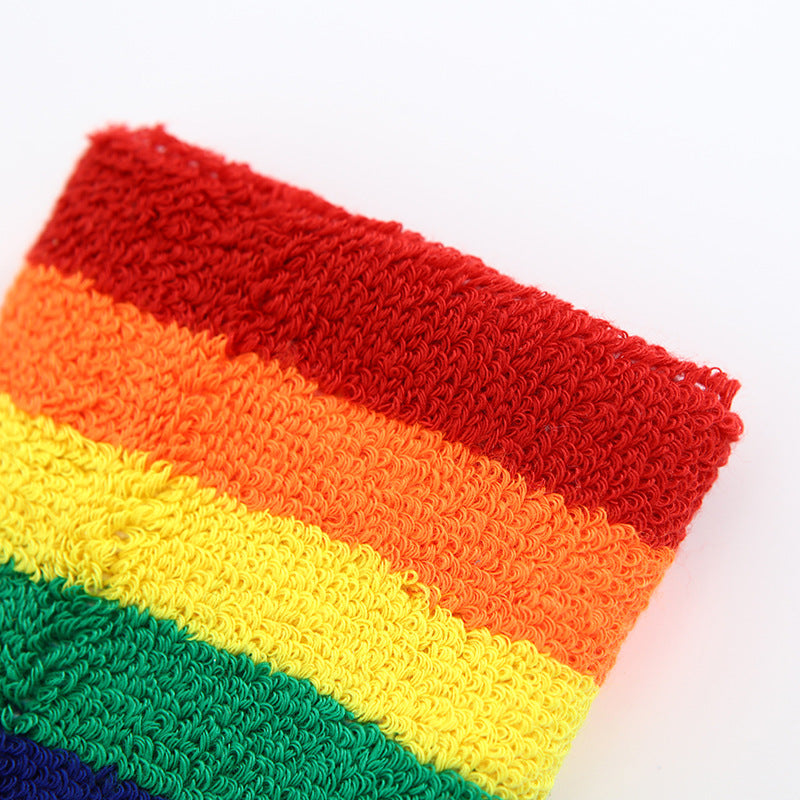 Rainbow Wristband Sweat-absorbent Sports Towel Wristband Headband